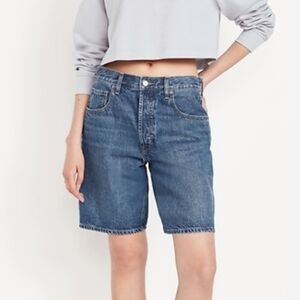 Mid-rise Baggy Jean Bermuda Shorts